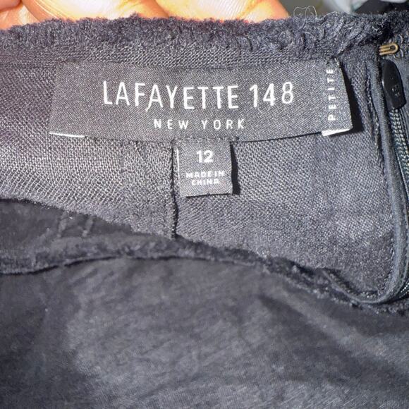 Lafayette 148 Linen Black Midi Dress with pockets Cap Sleeve Size Petite 12 - Picture 5 of 8